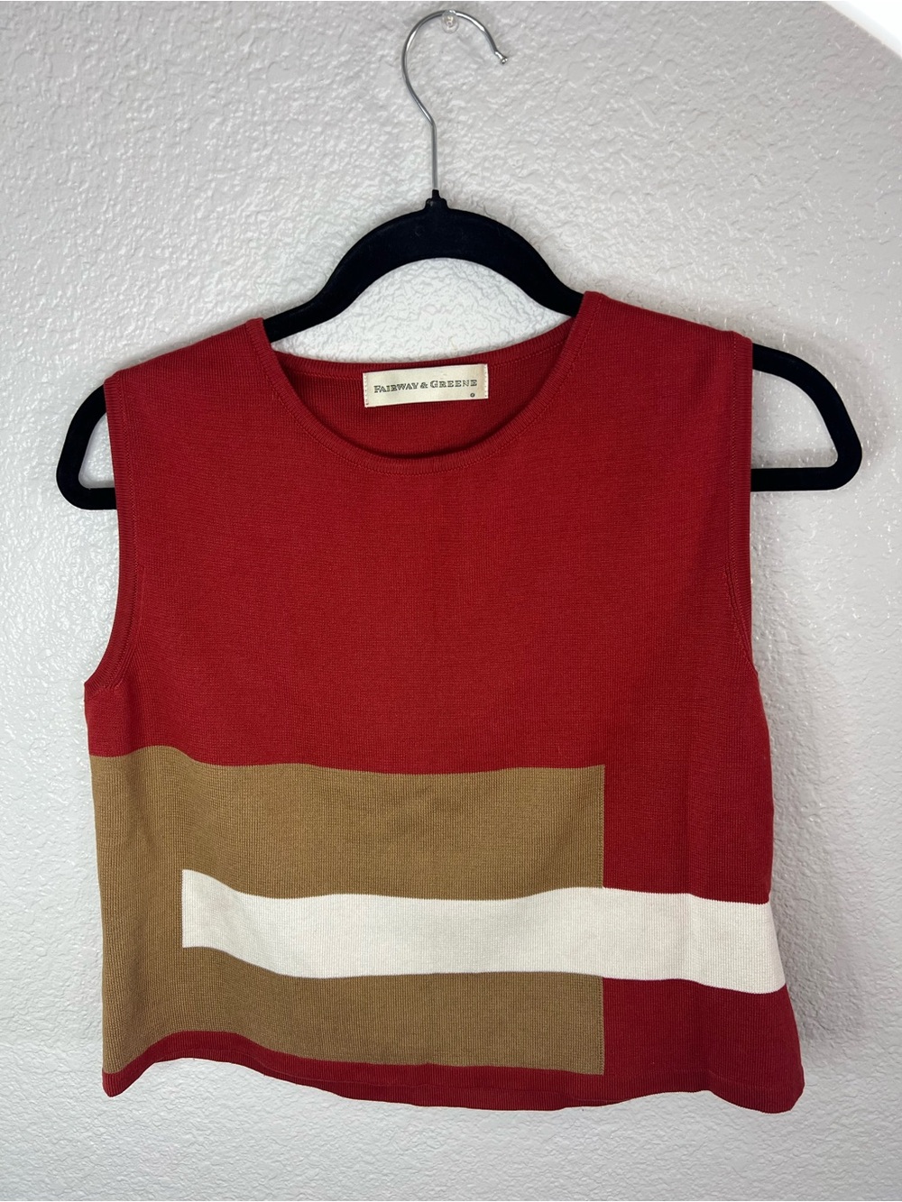 Fairway & Greene Red Colorblocked Sleeveless Knit Tank